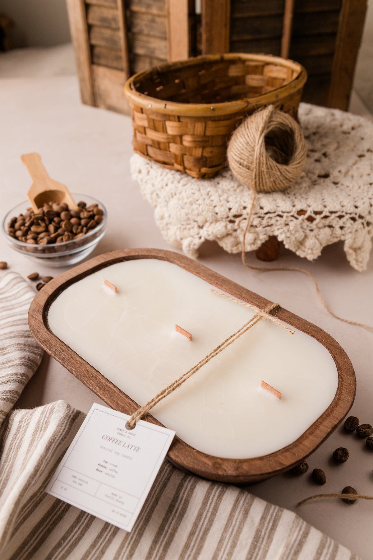 Coffee Latte Dough Bowl Candle Style 2