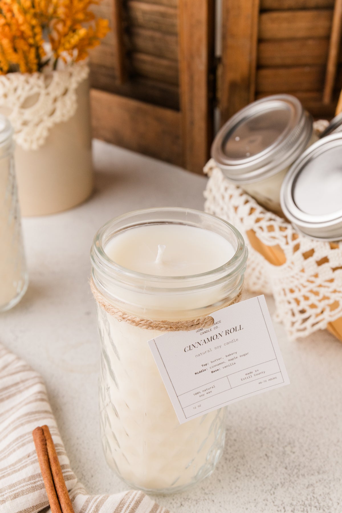 Cinnamon Roll Mason Jar Candle