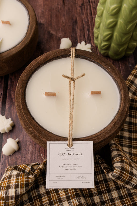 Cinnamon Roll Round Dough Bowl Candle