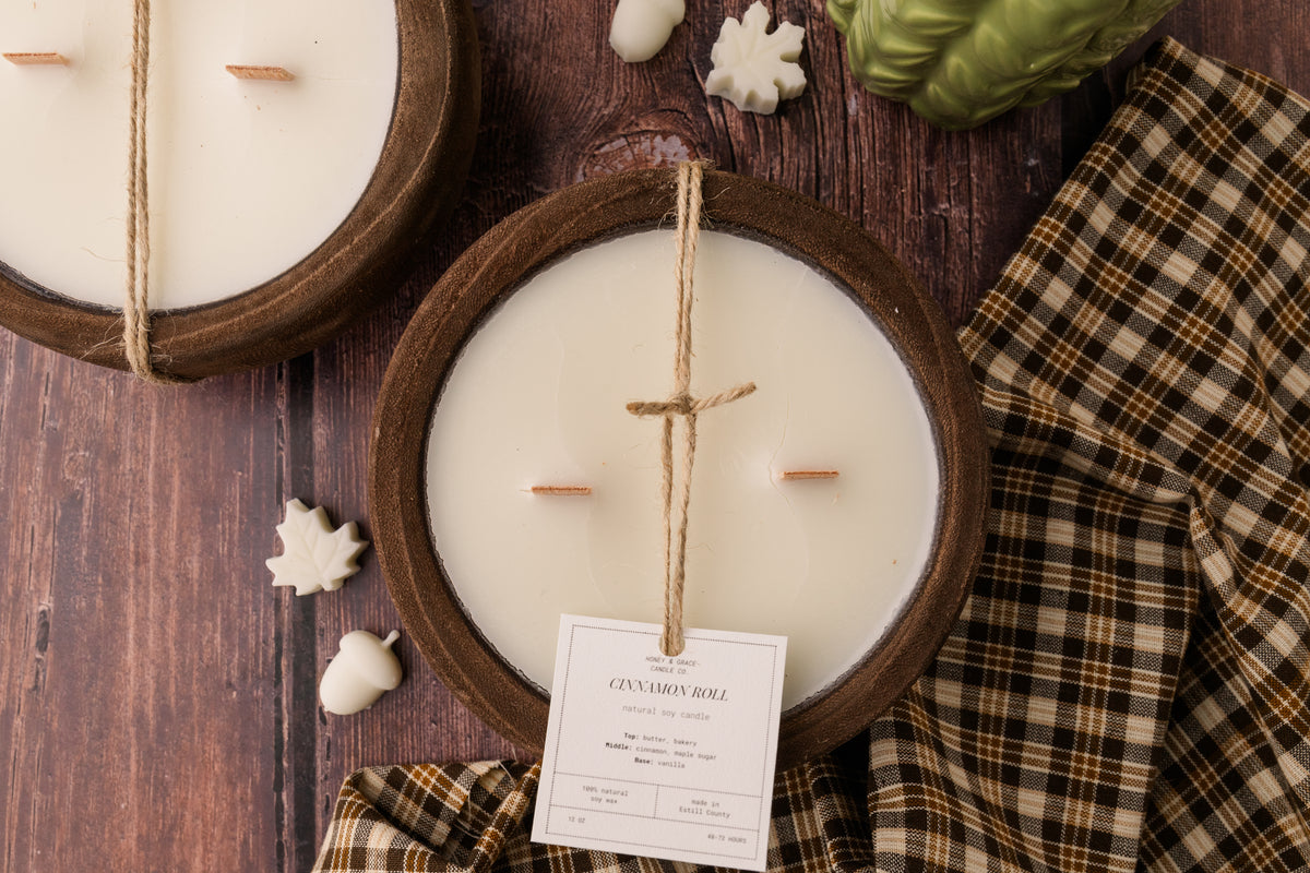 Cinnamon Roll Round Dough Bowl Candle